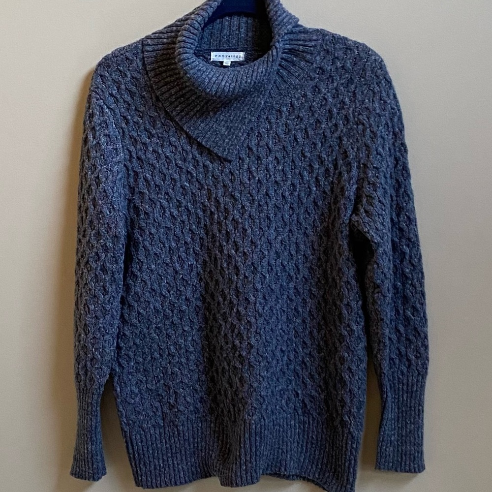 RETRELOGY WOMENS WRAP NECK /CHUNKY KNIT PULLOVER SWEATER/COLOR BLUE/SIZE 1X.